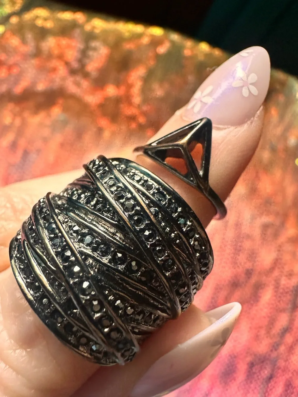 Prism • Gunmetal Silver Tone Geometric Ring Bundle